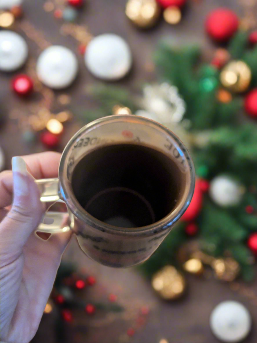 Snow globe glass mug with the illusion of hot cocoa with whip cream and marshmallows - Krafty Kustomz LLC