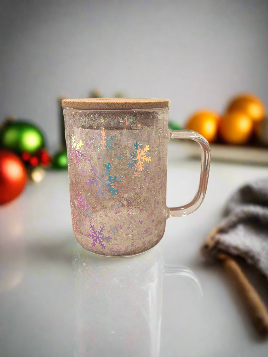 Snowglobe glass mug - Krafty Kustomz LLC
