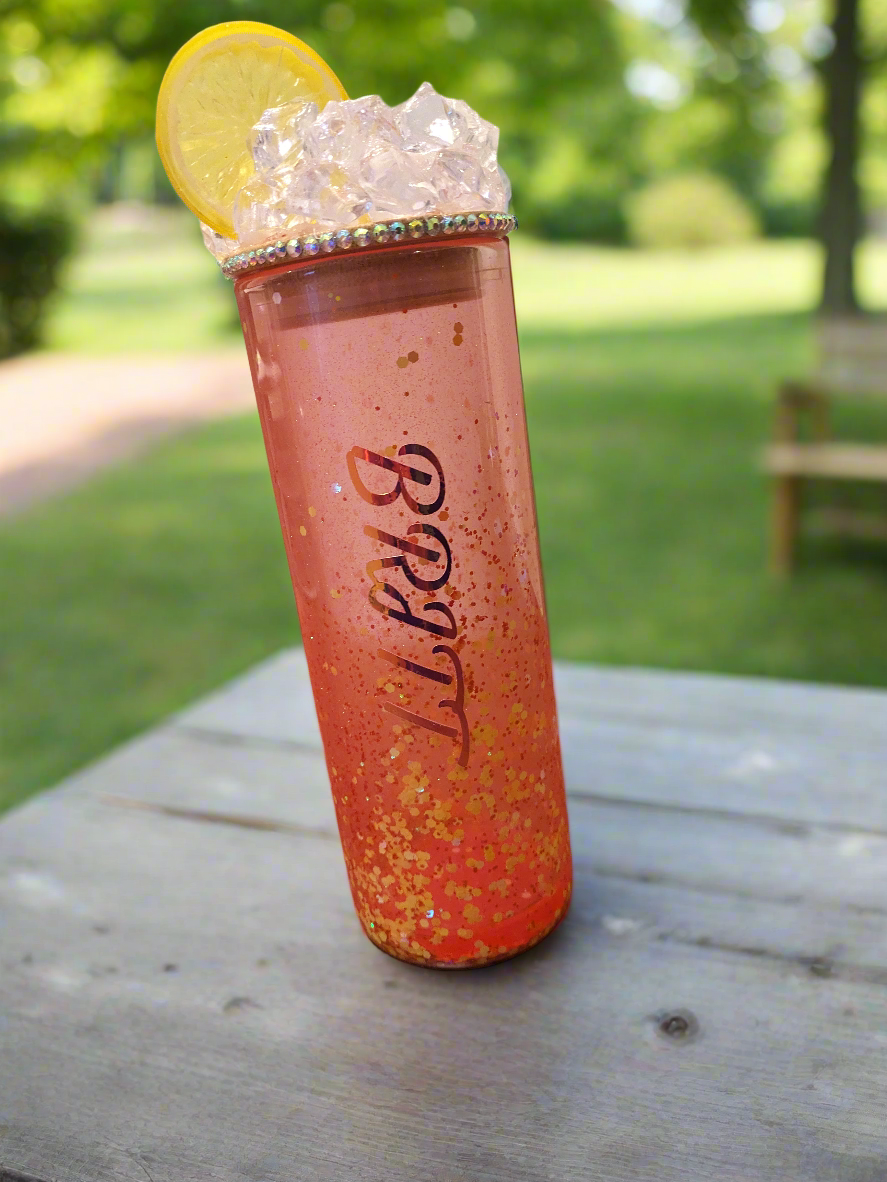Snow globe summer tumbler with ice topper - Krafty Kustomz LLC