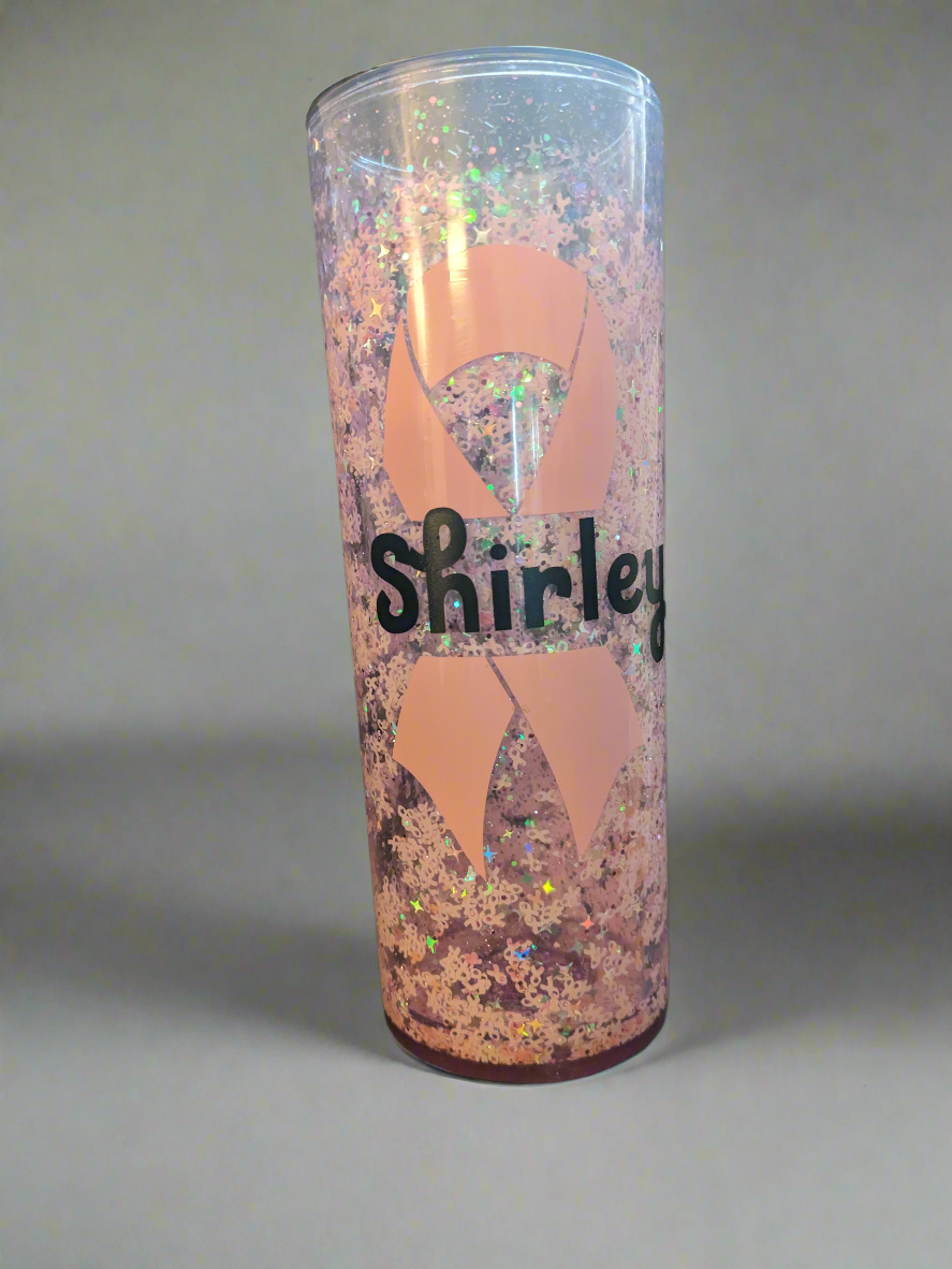 Custom snow globe breast cancer awareness ribbon - Krafty Kustomz LLC