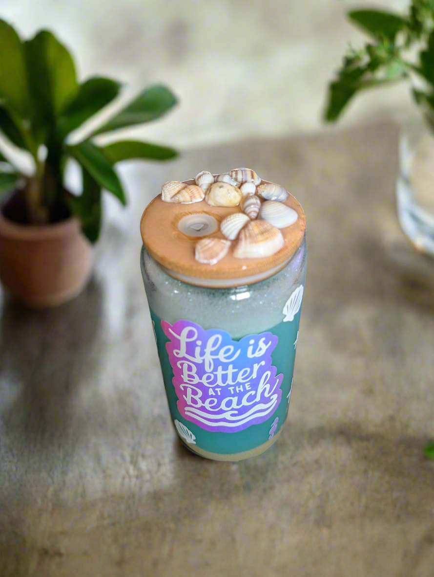Snow globe beach themed cup