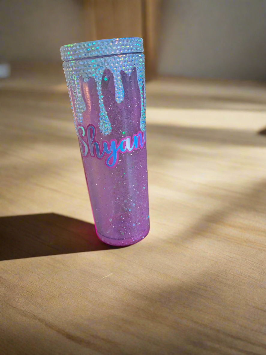 Rhinestone drip custom tumbler - Krafty Kustomz LLC