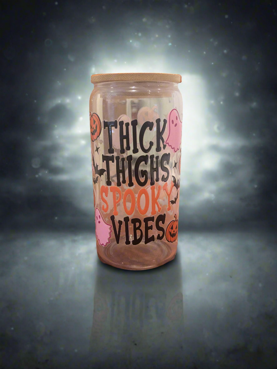Spooky glass can cup - Krafty Kustomz LLC