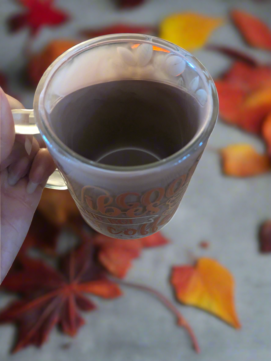 Snow globe glass mug with the illusion of coffee with whip cream - Krafty Kustomz LLC