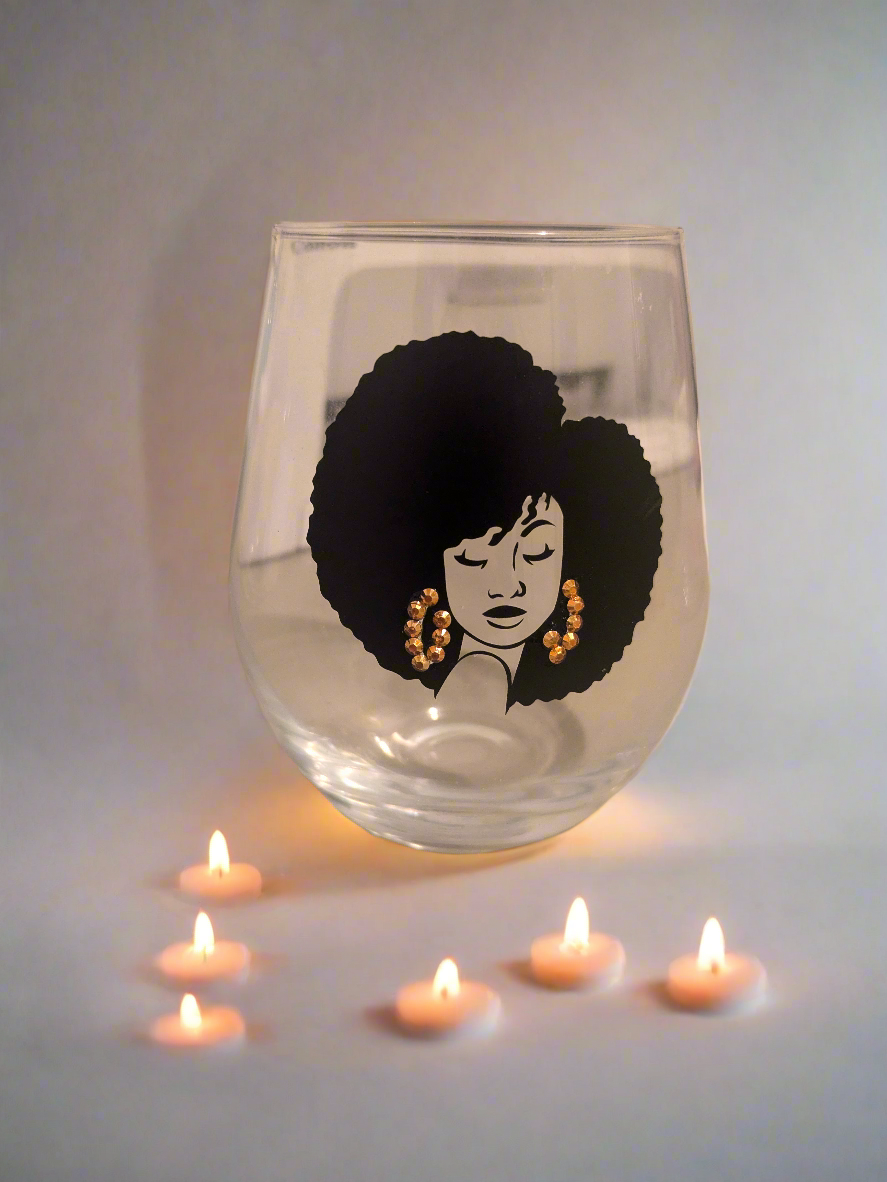 Woman's silhouette wine glass - Krafty Kustomz LLC