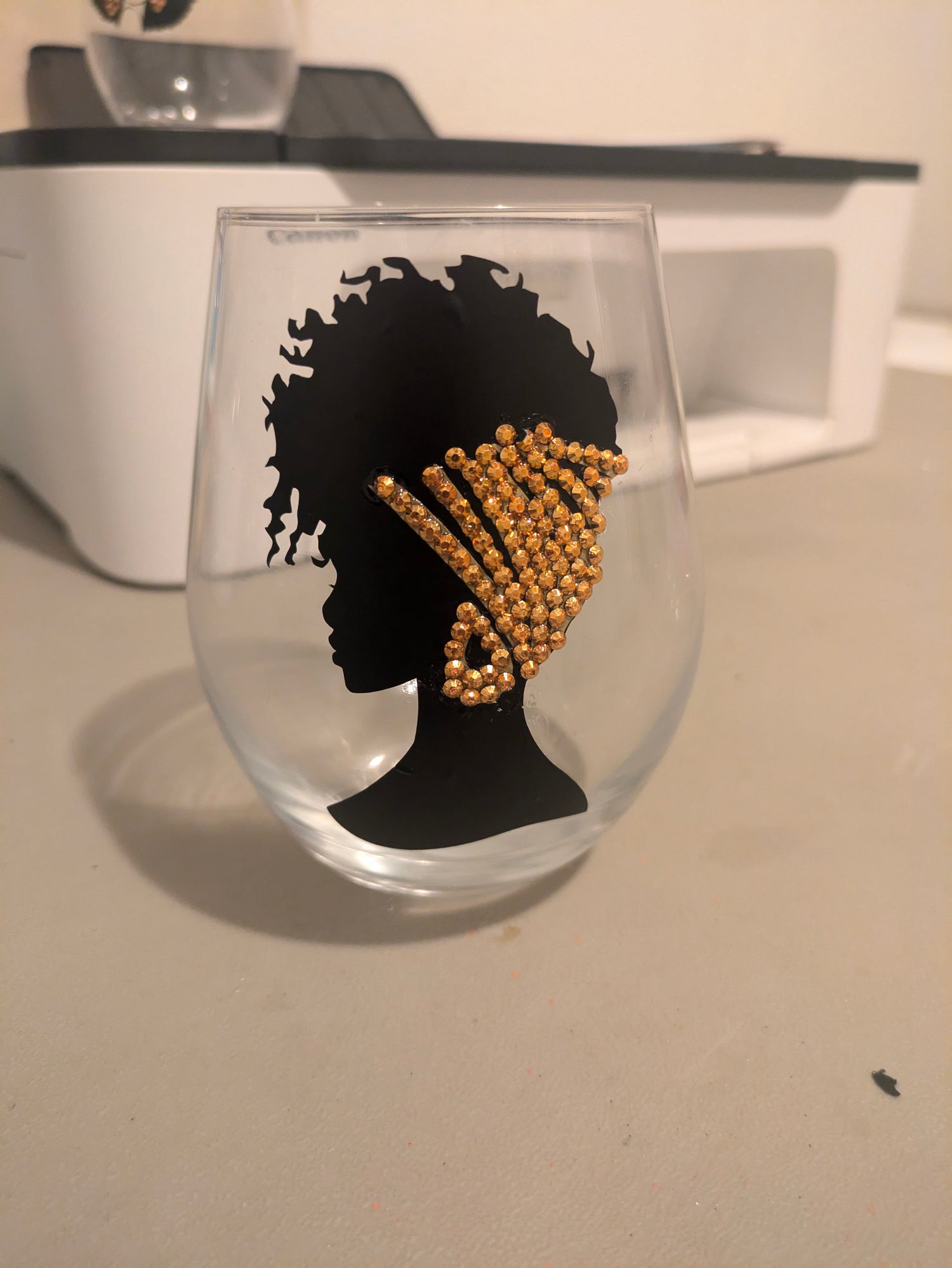Beautiful woman silhouette wine glass