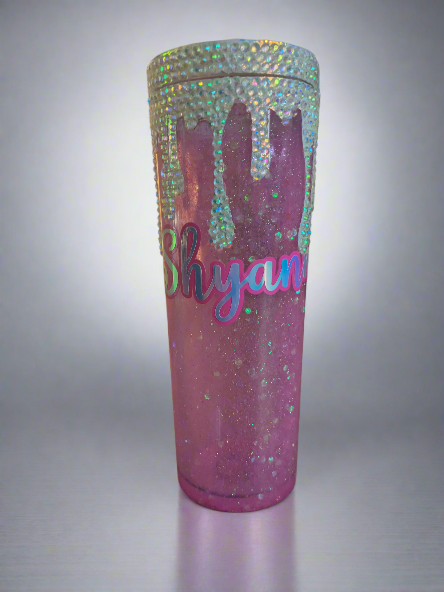 Custom rhinestone drip tumbler